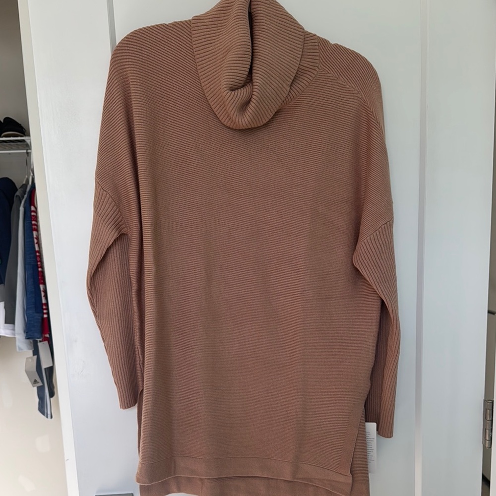 Tan Cowl Neck Sweater with Relaxed Fit